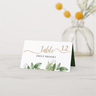 Carte De Placement Rustique Botanique Vert & Or Mariage Foliage
