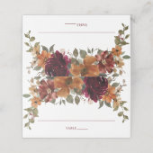 Carte De Placement Rustique Bourgogne brûlé Orange rouille Mariage fl (Extérieur déplié)