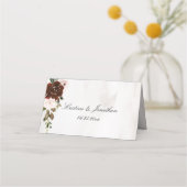 Carte De Placement Rustique Bourgogne Rose aquarelle Mariage floral (Dos)