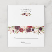 Carte De Placement Rustique Bourgogne Rouge Floral Chic Mariage Table (Extérieur déplié)