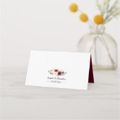 Carte De Placement Rustique Bourgogne Rouge Floral Chic Mariage Table (Dos)