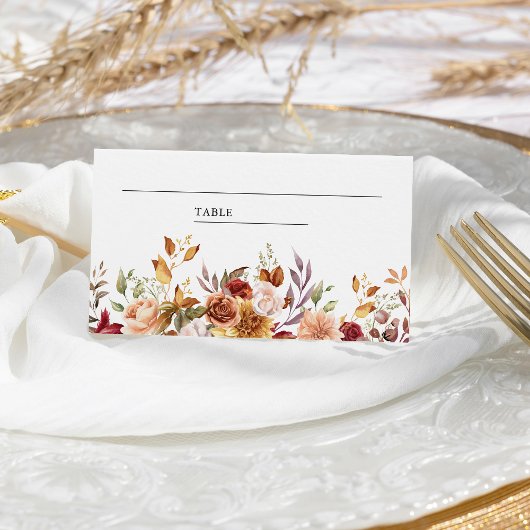 Carte De Placement Rustique Bourgogne Terracotta Mariage Floral