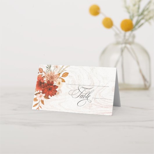 Carte De Placement Rustique Burnt Orange Terracotta Élégant Mariage (Devant)