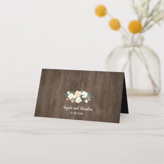 Carte De Placement Rustique Chic Ivory Floral String Mariage (Dos)