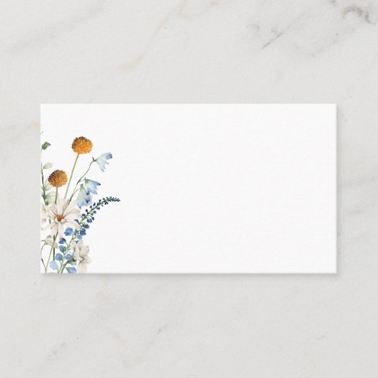 Carte De Placement Rustique Dusty Blue Fleurs sauvages & Daisy Mariag (Devant)