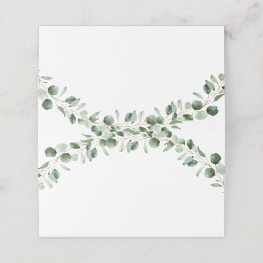 Carte De Placement Rustique Eucalyptus Vert Mariage Blank Folk (Extérieur déplié)