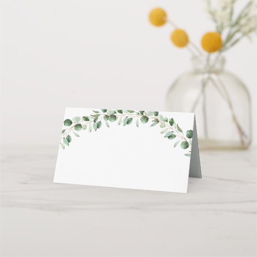 Carte De Placement Rustique Eucalyptus Vert Mariage Blank Folk (Devant)