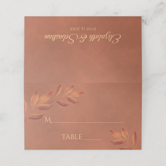 Carte De Placement Rustique Feuilles en terre cuite Élégant mariage é (Extérieur déplié)
