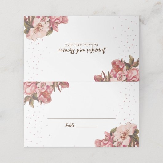 Carte De Placement Rustique Floral Mauve Mariage (Extérieur déplié)