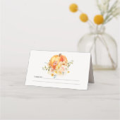 Carte De Placement Rustique Floral Orange Citrouille d'automne Mariag (Dos)