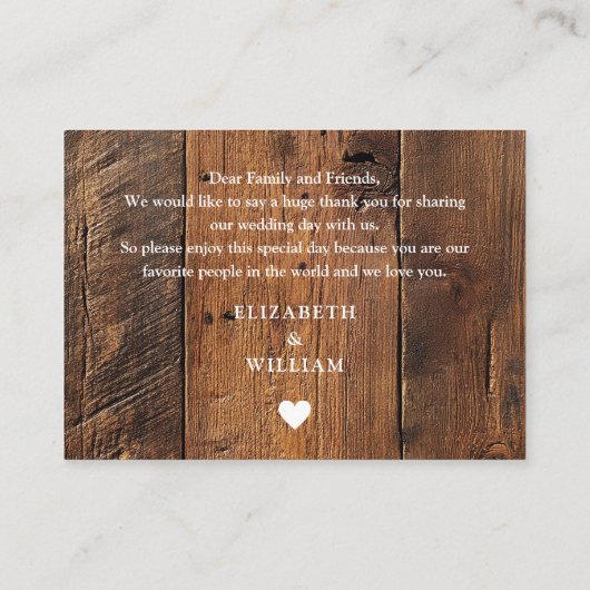 Carte De Placement Rustique Grange Boho Boho Mariage Merci (Dos)