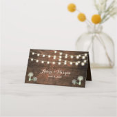 Carte De Placement Rustique Grange bois Mason Jar String Mariage (Dos)