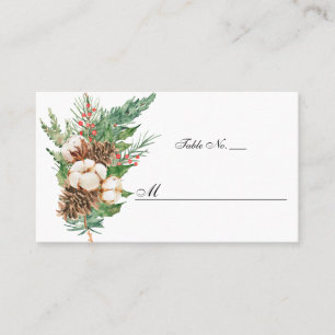 Carte De Placement Rustique hiver Botanique Blanc Floral Mariage plat