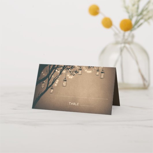 Carte De Placement Rustique Mason Jar Lights Tree Mariage (Devant)