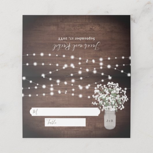 Carte De Placement Rustique Mason Jar String Mariage (Extérieur déplié)