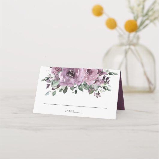 Carte De Placement Rustique Mauve Plum Lilac Purple FlorMariage (Devant)