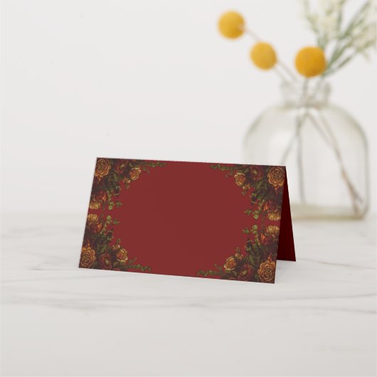 Carte De Placement Rustique Orange Red Fall Élégant Mariage gothique (Devant)