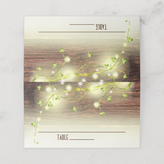 Carte De Placement Rustique Pays En Bois Mason Jar String Lumière Arb (Extérieur déplié)
