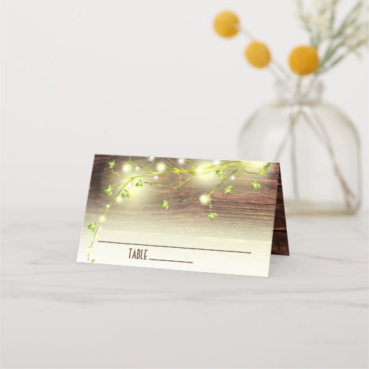 Carte De Placement Rustique Pays En Bois Mason Jar String Lumière Arb (Dos)