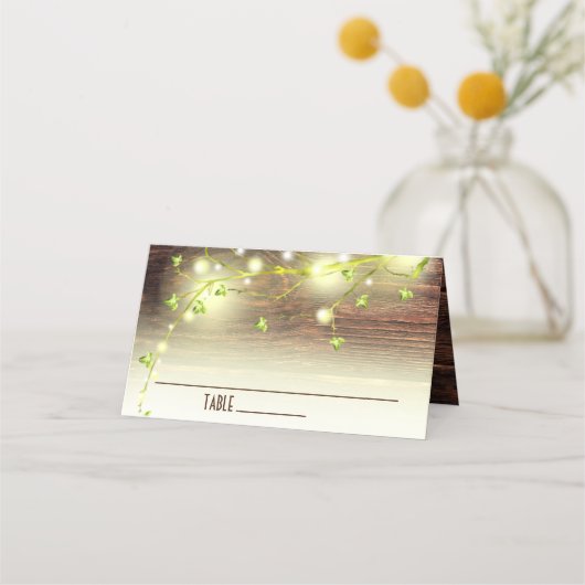 Carte De Placement Rustique Pays En Bois Mason Jar String Lumière Arb (Devant)