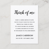 Carte De Placement Rustique Pense À Moi Poème Mémorial bougie (Devant)