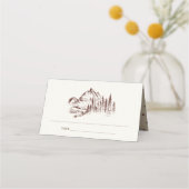 Carte De Placement Rustique Pine rouille Woods Mountain Sketch Mariag (Dos)