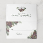 Carte De Placement Rustique Pinecones Élégant Mariage Écriture (Extérieur déplié)