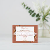 Carte De Placement Rustique Terracotta Automne Floral Mariage Merci (Debout devant)