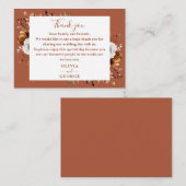Carte De Placement Rustique Terracotta Automne Floral Mariage Merci (Devant / Derrière)