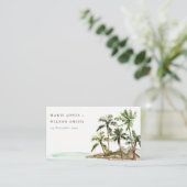 Carte De Placement Rustique Tropical Palm Trees Beach Sand Mariage (Debout devant)