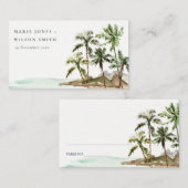 Carte De Placement Rustique Tropical Palm Trees Beach Sand Mariage (Devant / Derrière)