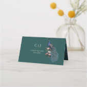 Carte De Placement Rustique Turquoise Mariage de paon (Dos)
