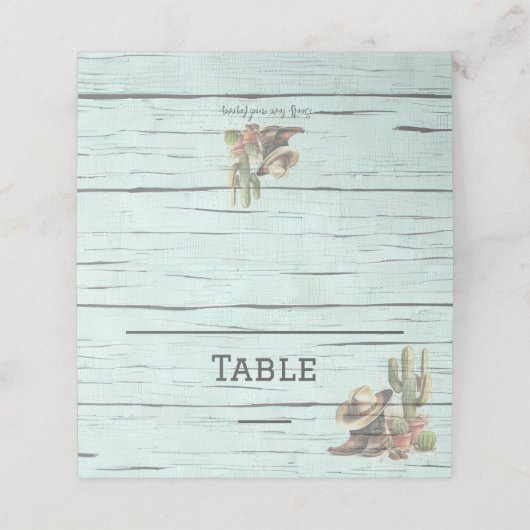 Carte De Placement Rustique Turquoise Pays Mariage occidental (Extérieur déplié)