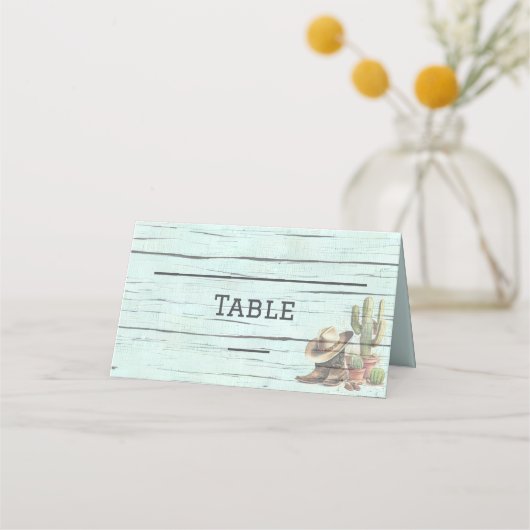 Carte De Placement Rustique Turquoise Pays Mariage occidental (Devant)