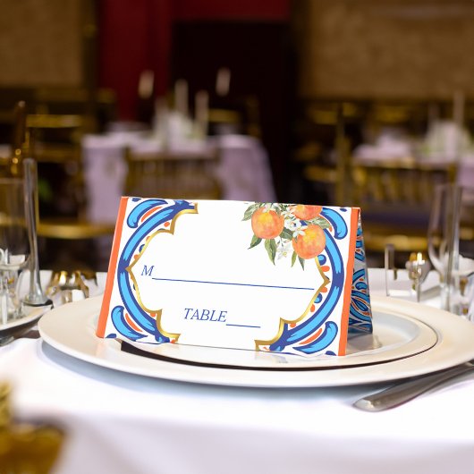 Carte De Placement Sa douce orange et bleu shower de mariage 