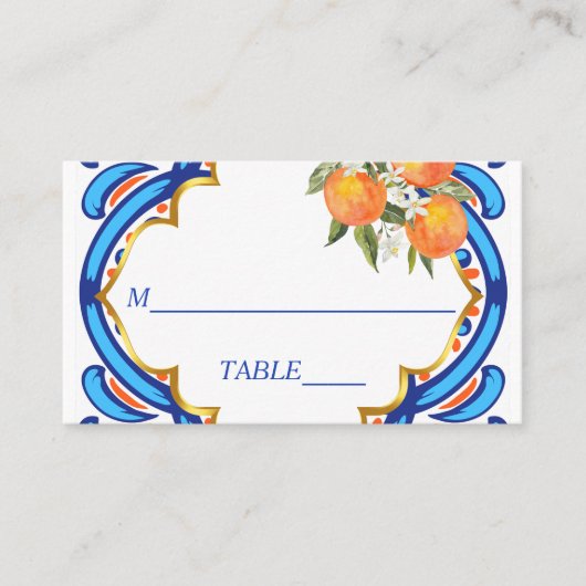 Carte De Placement Sa principale Squeeze orange bleu nuptiale (Devant)