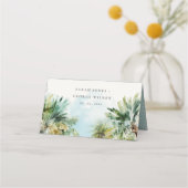 Carte De Placement Sable Tropical Beach Aquarelle Palm Trees Mariage (Devant)