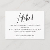 Carte De Placement Sac cadeau de bienvenue Mariage Aloha Hawaii (Devant)