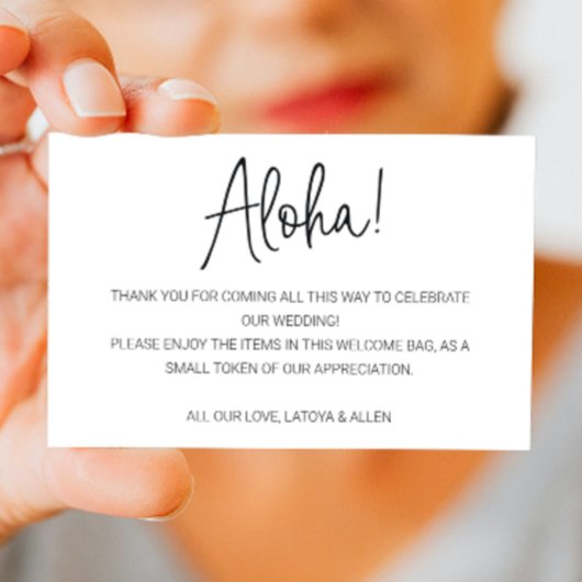 Carte De Placement Sac cadeau de bienvenue Mariage Aloha Hawaii