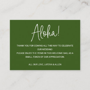 Carte De Placement Sac cadeau de bienvenue Mariage Aloha Hawaii