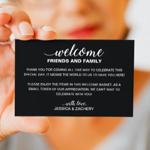 Carte De Placement Sac cadeau de bienvenue pour Mariage en noir blanc