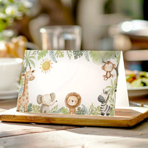 Carte De Placement Safari Jungle Animaux Anniversaire tente alimentai