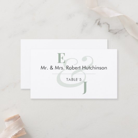 Carte De Placement Sage Ampersand Mariage | Sièges à table plate (Devant/Arrière en situation)