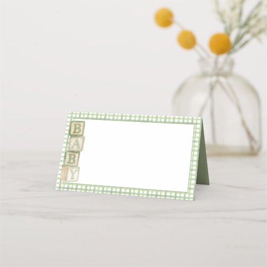 Carte De Placement Sage Baby Blocks Blank Food & Favor Tent Cards (Devant)