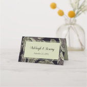Carte De Placement Sage de feuillage Tropical Vert Mariage de script  (Devant)