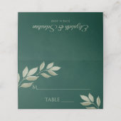 Carte De Placement Sage & Emerald Feuilles Élégant mariage écriture (Extérieur déplié)