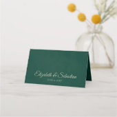 Carte De Placement Sage & Emerald Feuilles Élégant mariage écriture (Dos)