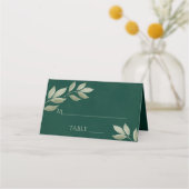 Carte De Placement Sage & Emerald Feuilles Élégant mariage écriture (Devant)
