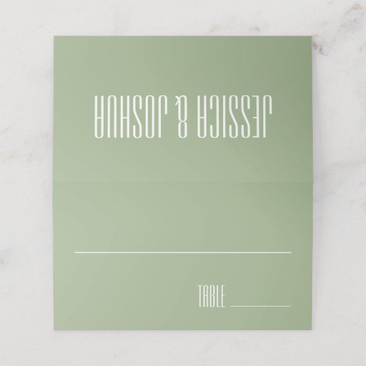 Carte De Placement Sage Green Bold Élégant Mariage simple (Extérieur déplié)