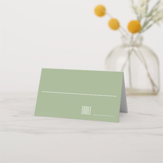 Carte De Placement Sage Green Bold Élégant Mariage simple (Devant)